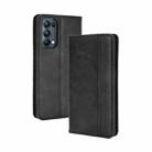 For OPPO Reno5 Pro 5G Magnetic Buckle Retro Crazy Horse Texture Horizontal Flip Leather Case with Holder & Card Slots & Photo Frame(Black) - 1