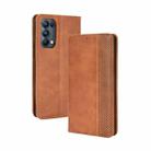 For OPPO Reno5 Pro 5G Magnetic Buckle Retro Crazy Horse Texture Horizontal Flip Leather Case with Holder & Card Slots & Photo Frame(Brown) - 1