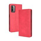 For Xiaomi Redmi 9T/ 9 Power Magnetic Buckle Retro Crazy Horse Texture Horizontal Flip Leather Case with Holder & Card Slots & Photo Frame(Red) - 1