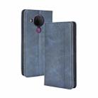 For Nokia 5.4 Magnetic Buckle Retro Crazy Horse Texture Horizontal Flip Leather Case with Holder & Card Slots & Photo Frame(Blue) - 1