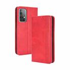 For Samsung Galaxy A72 5G Magnetic Buckle Retro Crazy Horse Texture Horizontal Flip Leather Case with Holder & Card Slots & Photo Frame(Red) - 1