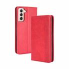 For Samsung Galaxy S21+ 5G Magnetic Buckle Retro Crazy Horse Texture Horizontal Flip Leather Case with Holder & Card Slots & Photo Frame(Red) - 1