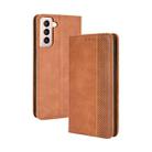 For Samsung Galaxy S21+ 5G Magnetic Buckle Retro Crazy Horse Texture Horizontal Flip Leather Case with Holder & Card Slots & Photo Frame(Brown) - 1