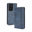 For Samsung Galaxy S21 Ultra 5G Magnetic Buckle Retro Crazy Horse Texture Horizontal Flip Leather Case with Holder & Card Slots & Photo Frame(Blue) - 1