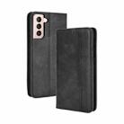 For Samsung Galaxy S21 5G Magnetic Buckle Retro Crazy Horse Texture Horizontal Flip Leather Case with Holder & Card Slots & Photo Frame(Black) - 1