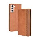 For Samsung Galaxy S21 5G Magnetic Buckle Retro Crazy Horse Texture Horizontal Flip Leather Case with Holder & Card Slots & Photo Frame(Brown) - 1