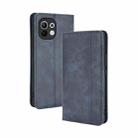 For Xiaomi Mi 11 Magnetic Buckle Retro Crazy Horse Texture Horizontal Flip Leather Case with Holder & Card Slots & Photo Frame(Blue) - 1