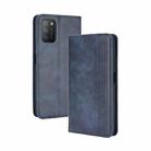 For Xiaomi Poco M3 Magnetic Buckle Retro Crazy Horse Texture Horizontal Flip Leather Case with Holder & Card Slots & Photo Frame(Blue) - 1