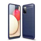 For Samsung Galaxy A02s (European Version) Brushed Texture Carbon Fiber TPU Case(Navy Blue) - 1