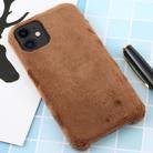 For iPhone 11 Plush Protective Back Cover Case(Brown) - 1