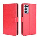 For OPPO Reno5 5G Retro Crazy Horse Texture Horizontal Flip Leather Case with Holder & Card Slots & Photo Frame(Red) - 1