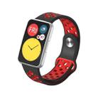 For Huawei Watch Fit Silicone Two-color Reverse Buckle Watch Band(Black Red) - 1