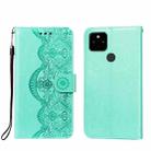 For Google Pixel 4A 5G Flower Vine Embossing Pattern Horizontal Flip Leather Case with Card Slot & Holder & Wallet & Lanyard(Green) - 1