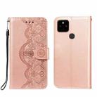 For Google Pixel 4A 5G Flower Vine Embossing Pattern Horizontal Flip Leather Case with Card Slot & Holder & Wallet & Lanyard(Rose Gold) - 1