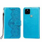 For Google Pixel 5 Flower Vine Embossing Pattern Horizontal Flip Leather Case with Card Slot & Holder & Wallet & Lanyard(Blue) - 1