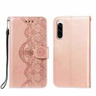 For Sony Xperia 5 Flower Vine Embossing Pattern Horizontal Flip Leather Case with Card Slot & Holder & Wallet & Lanyard(Rose Gold) - 1