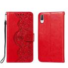 For Sony Xperia L3 Flower Vine Embossing Pattern Horizontal Flip Leather Case with Card Slot & Holder & Wallet & Lanyard(Red) - 1