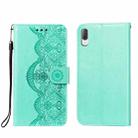 For Sony Xperia L3 Flower Vine Embossing Pattern Horizontal Flip Leather Case with Card Slot & Holder & Wallet & Lanyard(Green) - 1