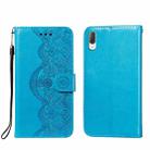 For Sony Xperia L3 Flower Vine Embossing Pattern Horizontal Flip Leather Case with Card Slot & Holder & Wallet & Lanyard(Blue) - 1