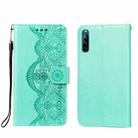 For Sony Xperia L4 Flower Vine Embossing Pattern Horizontal Flip Leather Case with Card Slot & Holder & Wallet & Lanyard(Green) - 1