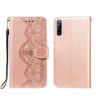 For Sony Xperia L4 Flower Vine Embossing Pattern Horizontal Flip Leather Case with Card Slot & Holder & Wallet & Lanyard(Rose Gold) - 1