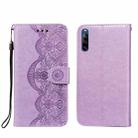 For Sony Xperia L4 Flower Vine Embossing Pattern Horizontal Flip Leather Case with Card Slot & Holder & Wallet & Lanyard(Purple) - 1