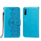 For Sony Xperia L4 Flower Vine Embossing Pattern Horizontal Flip Leather Case with Card Slot & Holder & Wallet & Lanyard(Blue) - 1