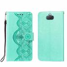 For Sony Xperia 20 Flower Vine Embossing Pattern Horizontal Flip Leather Case with Card Slot & Holder & Wallet & Lanyard(Green) - 1