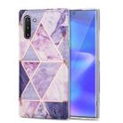 For Samsung Galaxy Note10 Electroplating Stitching Marbled IMD Stripe Straight Edge Rubik Cube Phone Protective Case(Light Purple) - 1