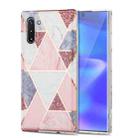 For Samsung Galaxy Note10 Electroplating Stitching Marbled IMD Stripe Straight Edge Rubik Cube Phone Protective Case(Light Pink) - 1