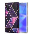 For Samsung Galaxy Note10 Electroplating Stitching Marbled IMD Stripe Straight Edge Rubik Cube Phone Protective Case(Dark Purple) - 1