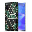 For Samsung Galaxy Note10 Electroplating Stitching Marbled IMD Stripe Straight Edge Rubik Cube Phone Protective Case(Emerald Green) - 1