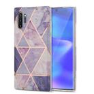 For Samsung Galaxy Note10+ Electroplating Stitching Marbled IMD Stripe Straight Edge Rubik Cube Phone Protective Case(Light Purple) - 1