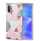 For Samsung Galaxy Note10+ Electroplating Stitching Marbled IMD Stripe Straight Edge Rubik Cube Phone Protective Case(Light Pink) - 1