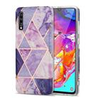 For Samsung Galaxy A70 Electroplating Stitching Marbled IMD Stripe Straight Edge Rubik Cube Phone Protective Case(Light Purple) - 1