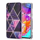 For Samsung Galaxy A70 Electroplating Stitching Marbled IMD Stripe Straight Edge Rubik Cube Phone Protective Case(Dark Purple) - 1