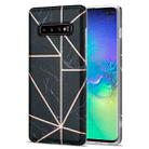 For Samsung Galaxy S10+ Electroplating Stitching Marbled IMD Stripe Straight Edge Rubik Cube Phone Protective Case(Black) - 1