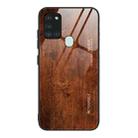For Samsung Galaxy A21s Wood Grain Glass Protective Case(M02) - 1
