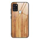 For Samsung Galaxy A21s Wood Grain Glass Protective Case(M03) - 1