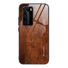 For Huawei P40 Wood Grain Glass Protective Case(M02) - 1