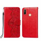 For Xiaomi Redmi 6 Pro / Mi A2 Lite Flower Vine Embossing Pattern Horizontal Flip Leather Case with Card Slot & Holder & Wallet & Lanyard(Red) - 1