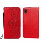 For Xiaomi Redmi 7A Flower Vine Embossing Pattern Horizontal Flip Leather Case with Card Slot & Holder & Wallet & Lanyard(Red) - 1