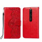 For Xiaomi Redmi 8 Flower Vine Embossing Pattern Horizontal Flip Leather Case with Card Slot & Holder & Wallet & Lanyard(Red) - 1