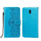 For Xiaomi Redmi 8A Flower Vine Embossing Pattern Horizontal Flip Leather Case with Card Slot & Holder & Wallet & Lanyard(Blue) - 1