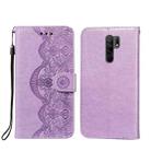 For Xiaomi Redmi 9 Flower Vine Embossing Pattern Horizontal Flip Leather Case with Card Slot & Holder & Wallet & Lanyard(Purple) - 1