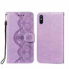 For Xiaomi Redmi 9A Flower Vine Embossing Pattern Horizontal Flip Leather Case with Card Slot & Holder & Wallet & Lanyard(Purple) - 1