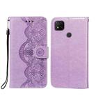 For Xiaomi Redmi 9C Flower Vine Embossing Pattern Horizontal Flip Leather Case with Card Slot & Holder & Wallet & Lanyard(Purple) - 1