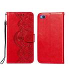 For Xiaomi Redmi Go Flower Vine Embossing Pattern Horizontal Flip Leather Case with Card Slot & Holder & Wallet & Lanyard(Red) - 1