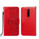 For Xiaomi Redmi K20 Flower Vine Embossing Pattern Horizontal Flip Leather Case with Card Slot & Holder & Wallet & Lanyard(Red) - 1