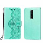 For Xiaomi Redmi K20 Flower Vine Embossing Pattern Horizontal Flip Leather Case with Card Slot & Holder & Wallet & Lanyard(Green) - 1